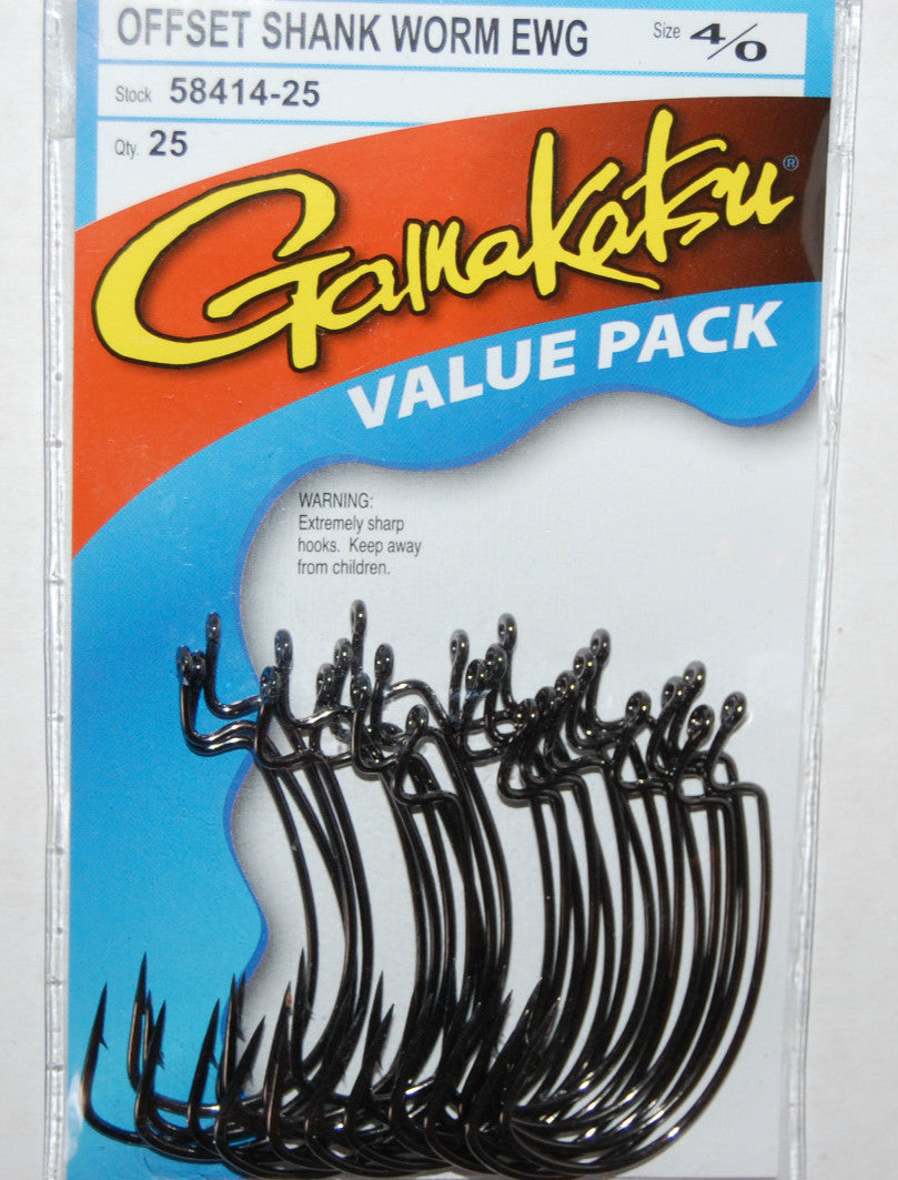 Gamakatsu 4/0 Offset EWG Worm Hook - Extra Wide Gap Senko Fishing Hook