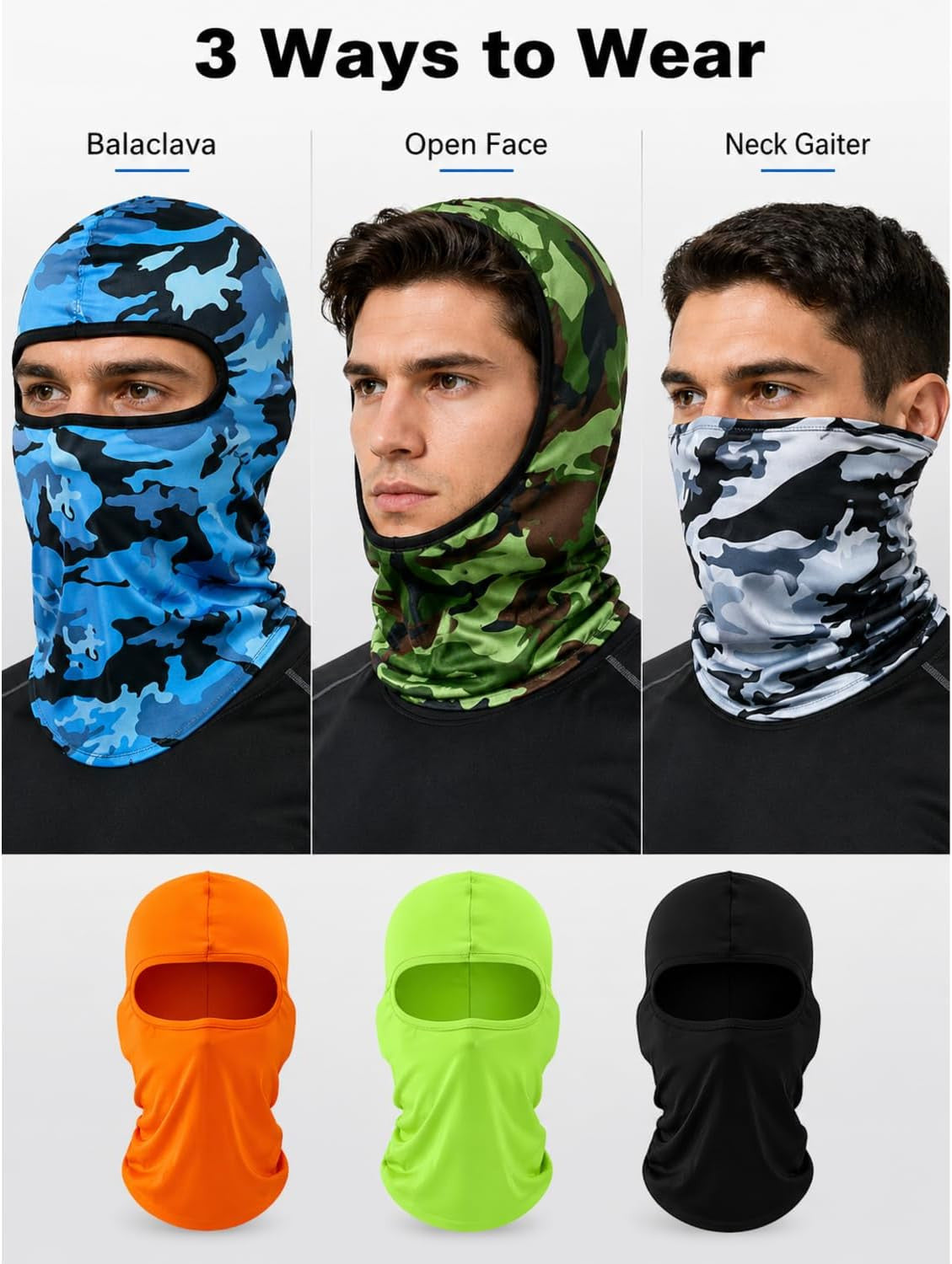 6 Pcs Ski Mask Cover Balaclava Full Face Mask UV Windproof Summer Face Cover