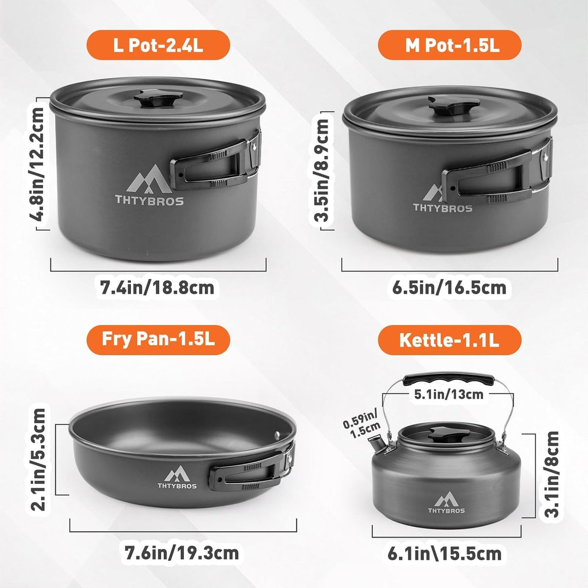 Portable Camping Cookware Set for 2-4 People with Kettle - 27 Pieces