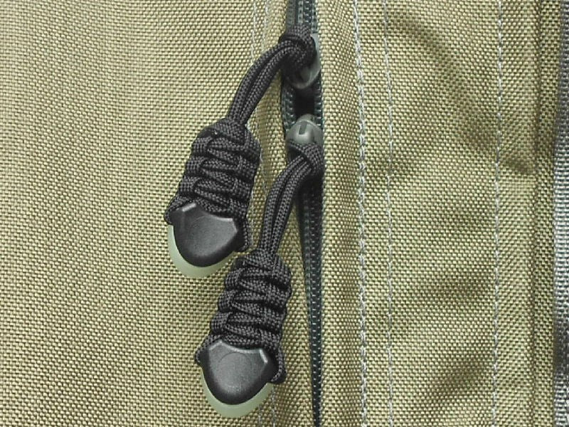 Paracord Zipper Pulls Black Glow in Dark End Caps 5 Pack Rugged Gear Accessory