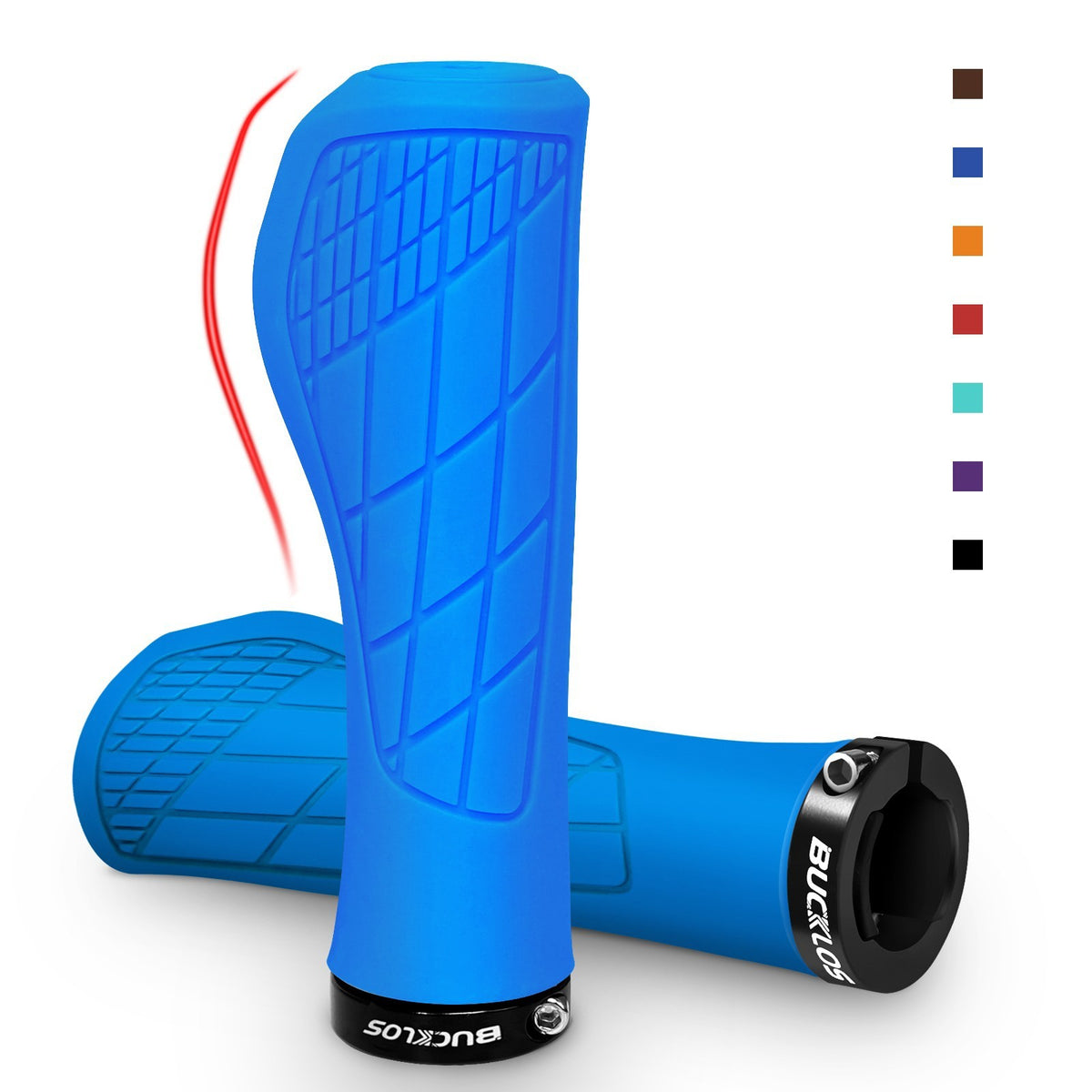 Silicone MTB Bicycle Handlebar Grips with Lock Ring - Ergonomic 22.2mm
