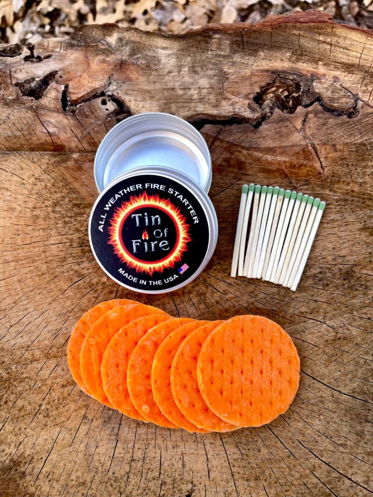 All Weather Fire Starter Wafers with Matches for Camping Survival