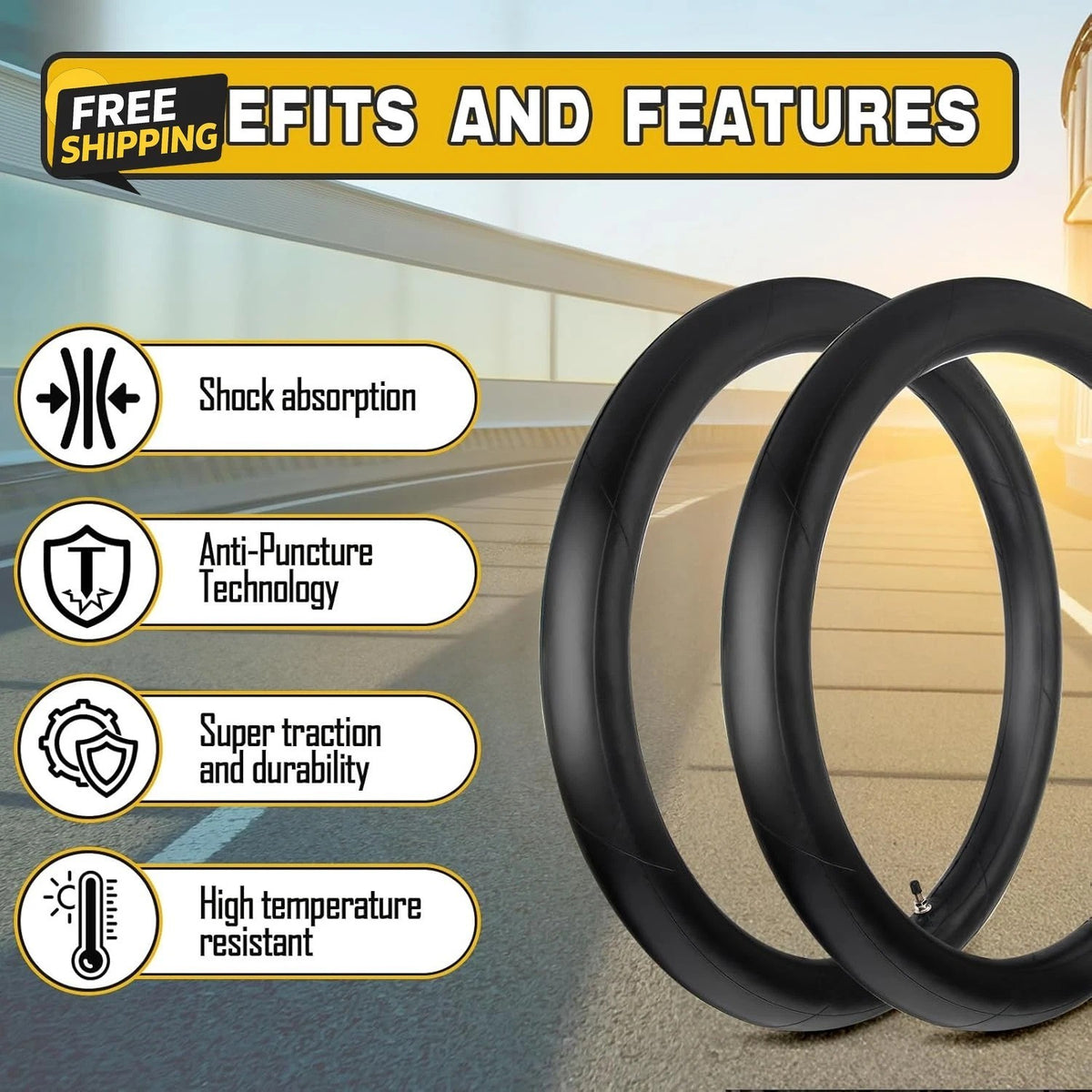 2-Pack 19-Inch Dirt Bike Inner Tubes 70/100-19 Heavy Duty with TR4 Valve Stem