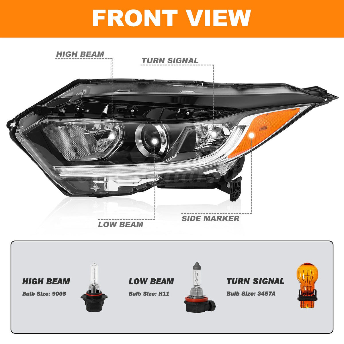 Halogen LED Headlight Assembly for Honda HRV 2019-2022 Left Driver Side