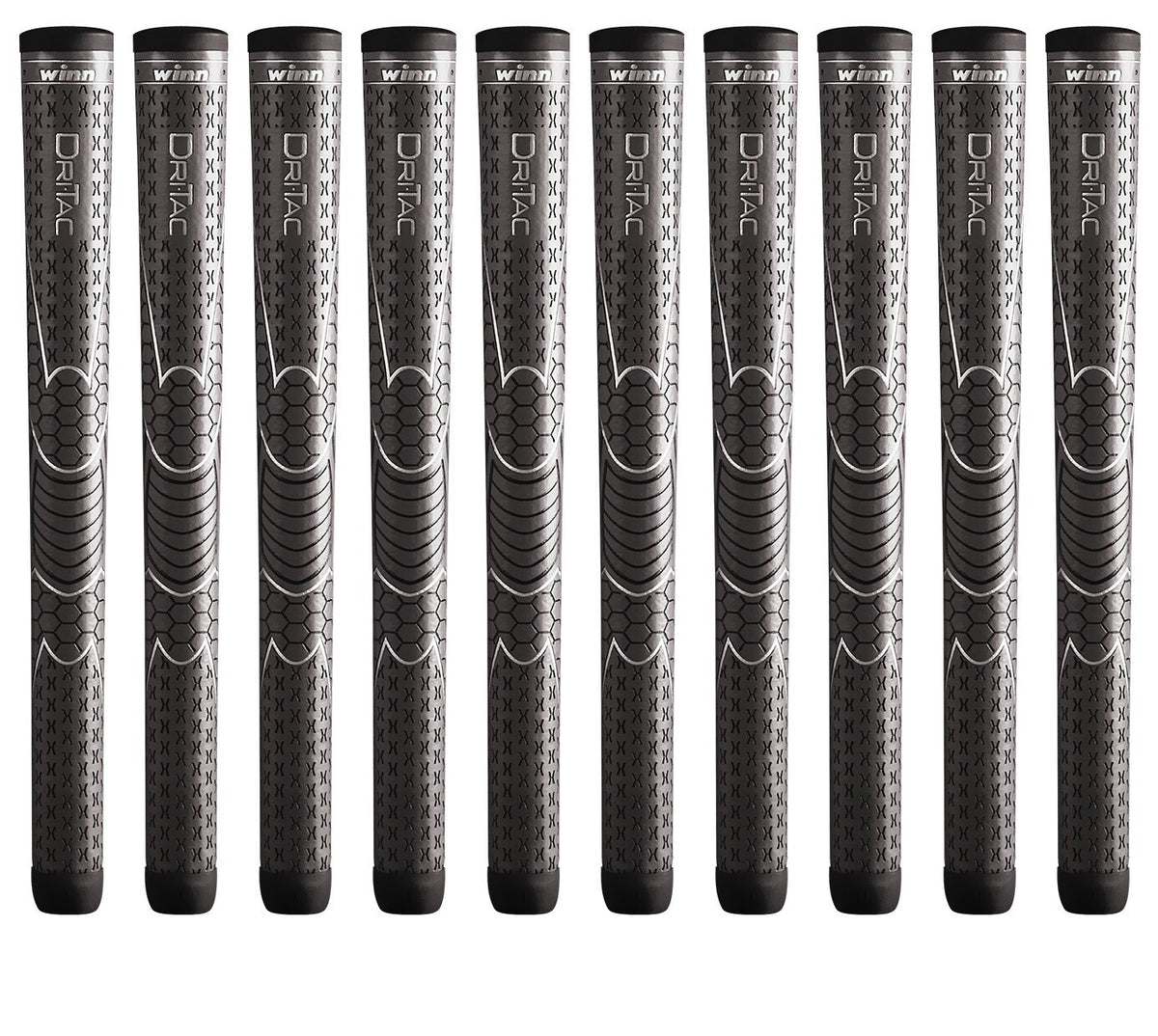 Oversize Tennis Grip Set - Dri-Tac Comfort Shock Absorption Gray 10 Pack
