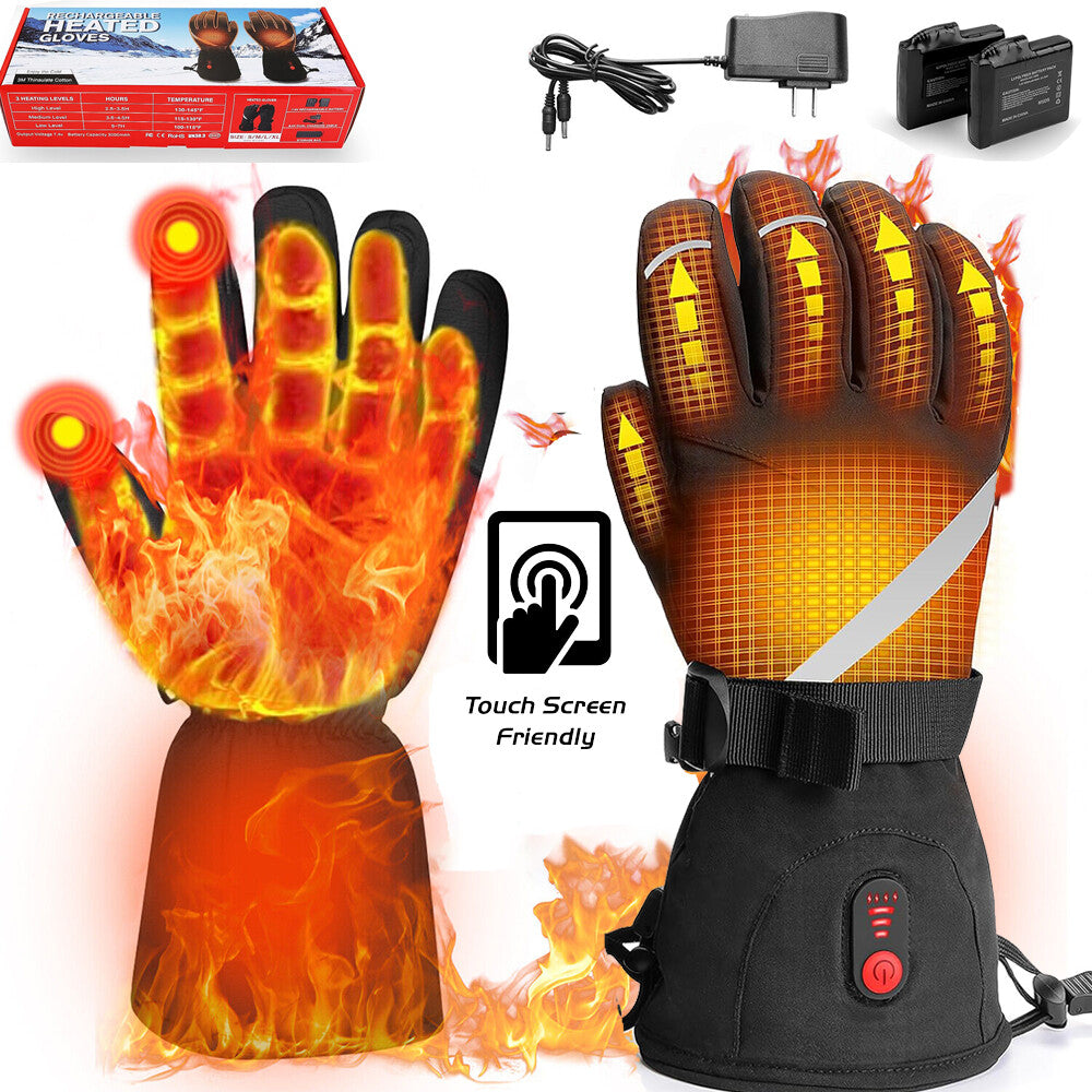 Electric Heated Gloves Winter Thermal Hand Warmers Rechargeable Battery