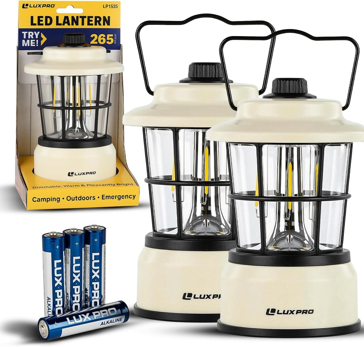 LED Camping Lantern Battery-Powered Emergency Water-Resistant Light