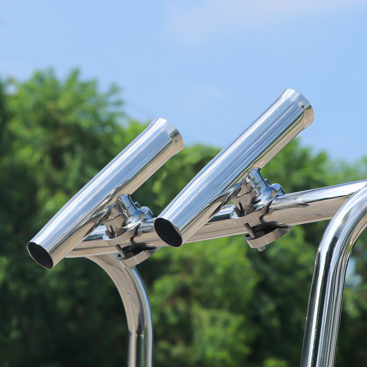 Adjustable Stainless Steel Boat & Marine Fishing Rod Holder Clamp 1-1/4"-2" Rail