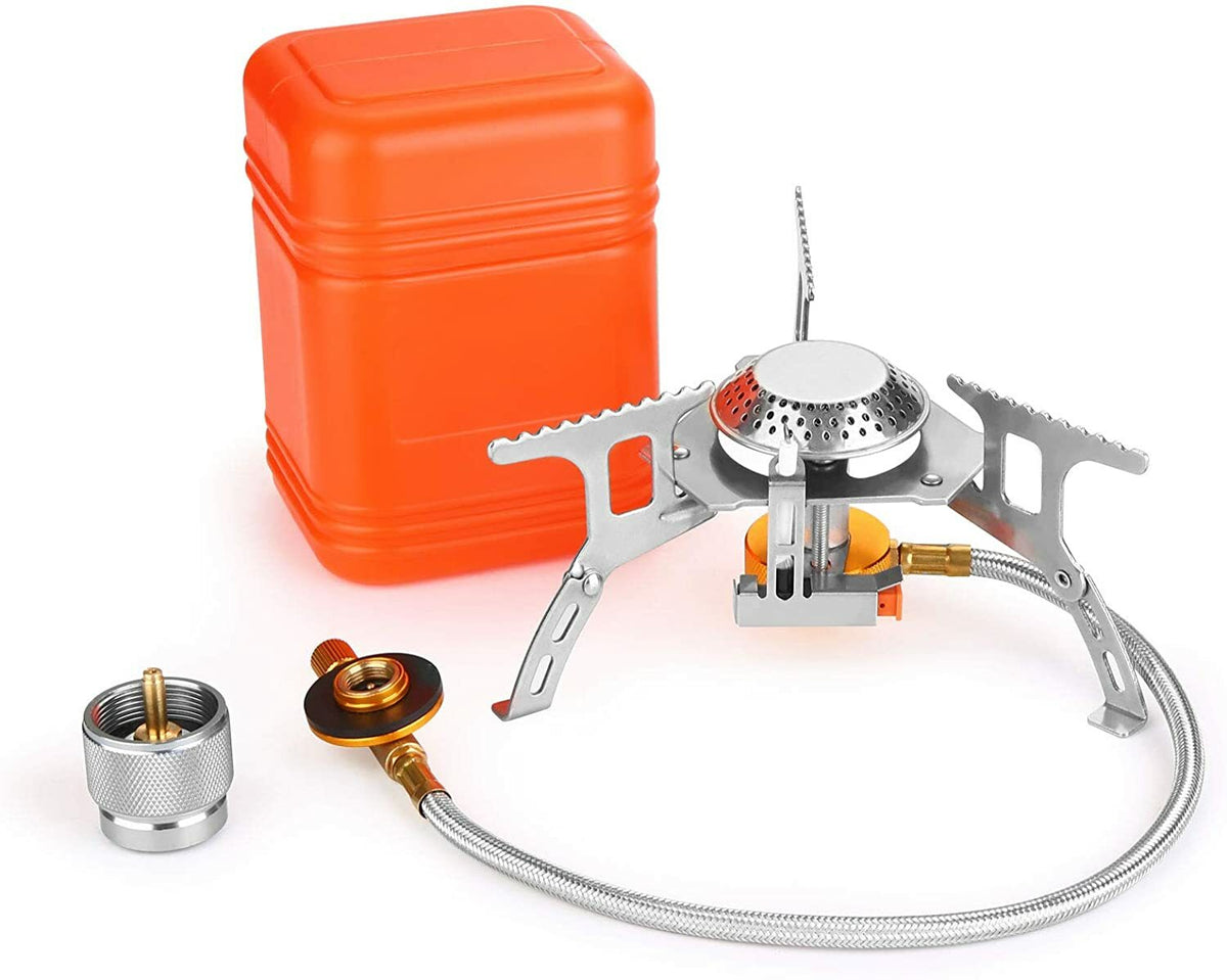 Portable Camping Gas Stove with Piezo Ignition and Carrying Case