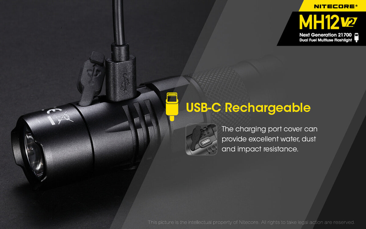 Rechargeable Tactical Flashlight Set with 1200 Lumens, USB-C, Waterproof