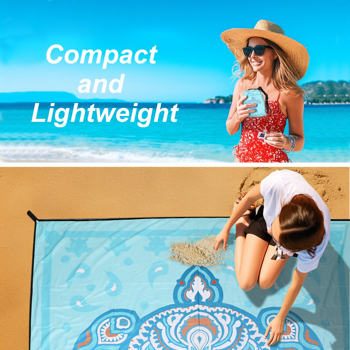 Large Waterproof Sandproof Beach Blanket 79 x 83 Inches Quick Dry Outdoor Mat