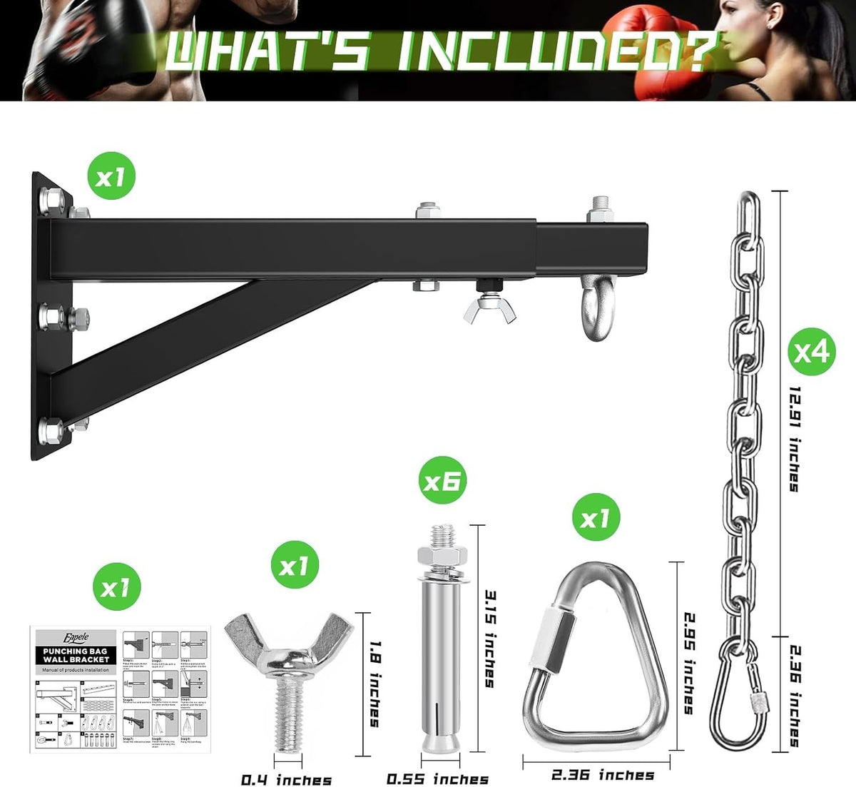 Heavy Bag Wall Mount Bracket for Boxing MMA Muay Thai Training - Adjustable 17-25 Inches, Supports 500 lbs