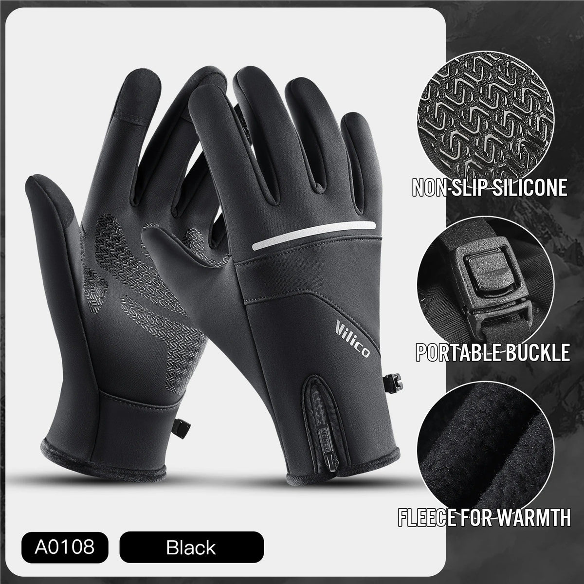 Winter Thermal Touchscreen Gloves with Non-Slip Grip for Running & Driving