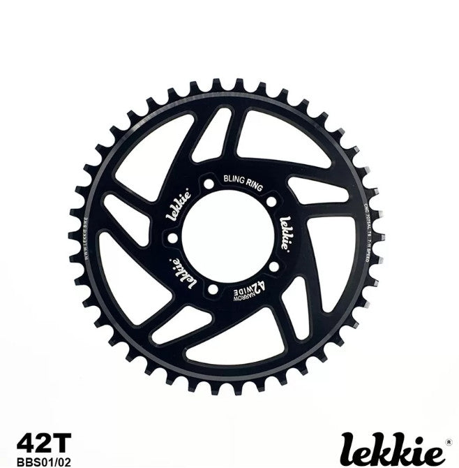 Authentic Lekkie Bling Ring - Chainring for BBS01/02 & BBSHD Electric Bikes - Multiple Sizes