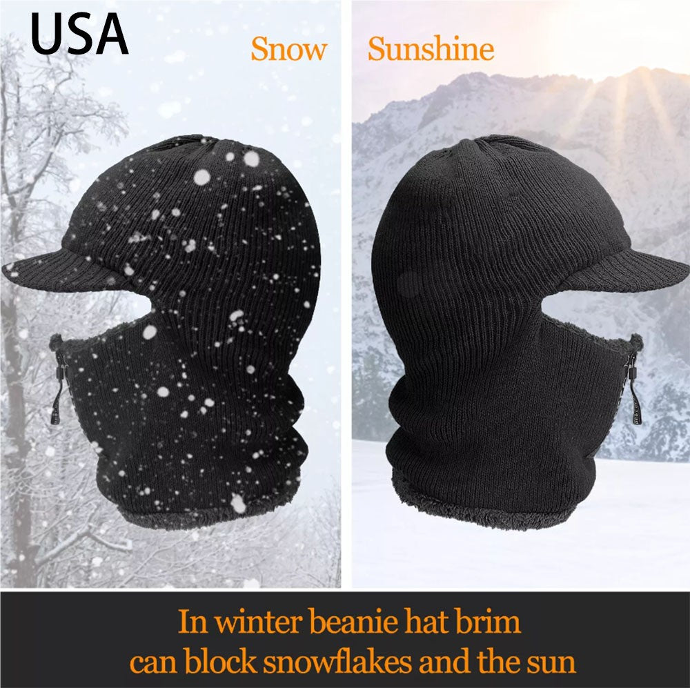 Winter Full Face Ski Mask Balaclava Windproof Fleece Neck Warmer - Black