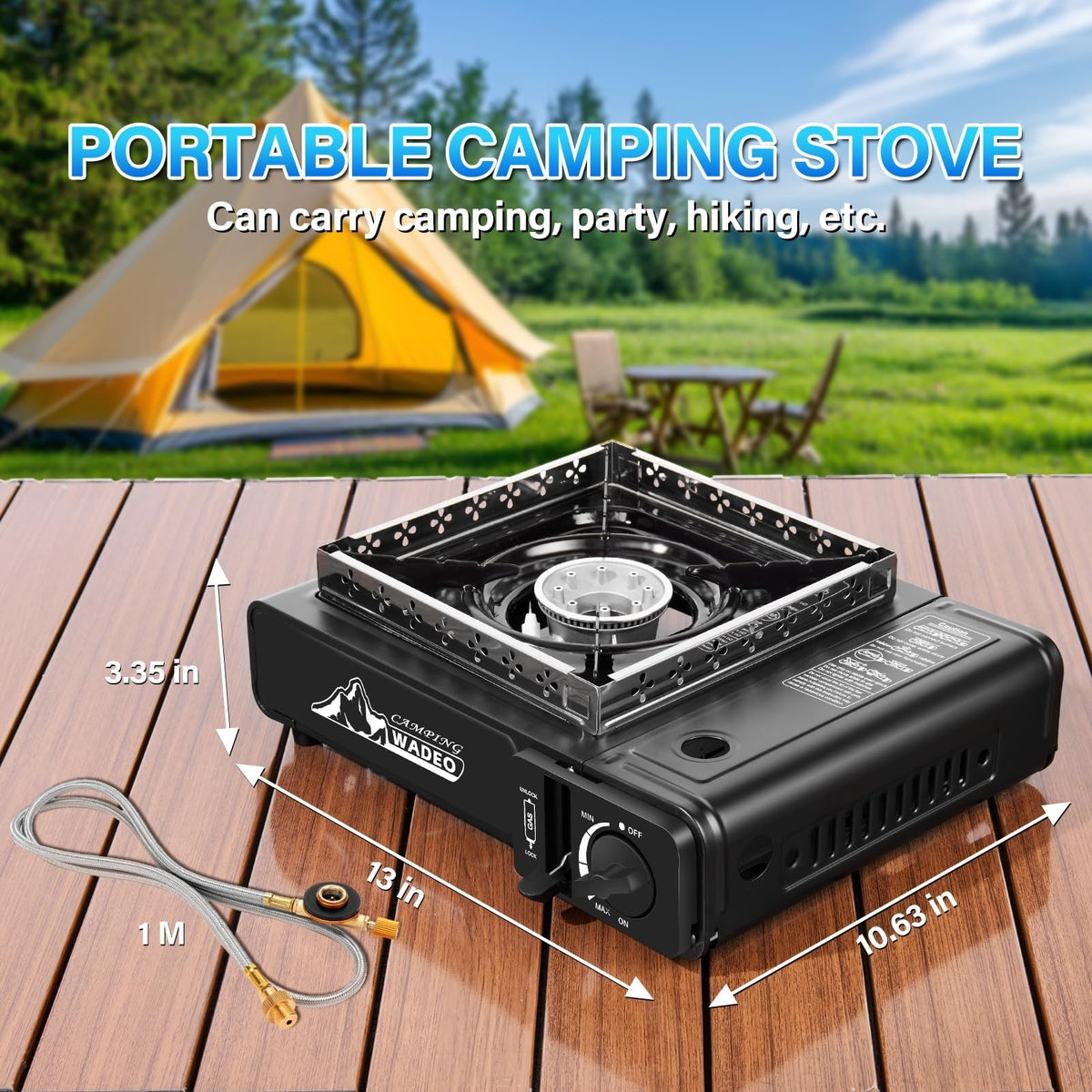Portable Camping Stove with Windblocker & Carrying Case - 3 Fuel Types