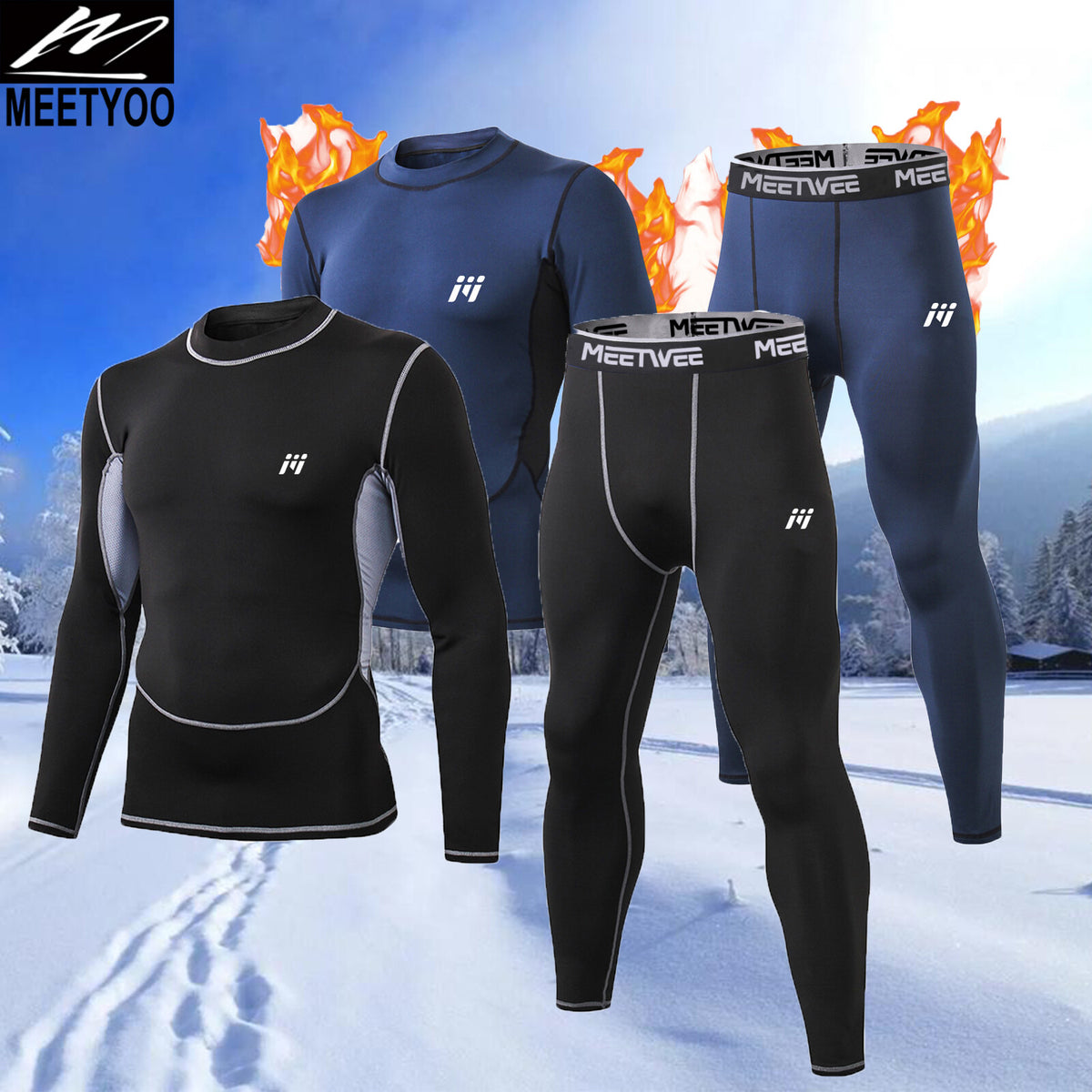 Men's Thermal Long Johns Base Layer Sets for Winter Ski & Cold Weather