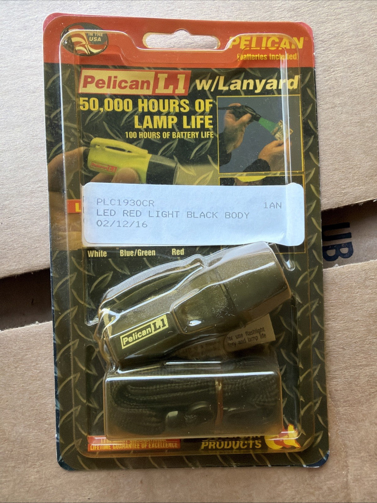 Pelican L1 Flashlight with Lanyard - Red Light, Black Body