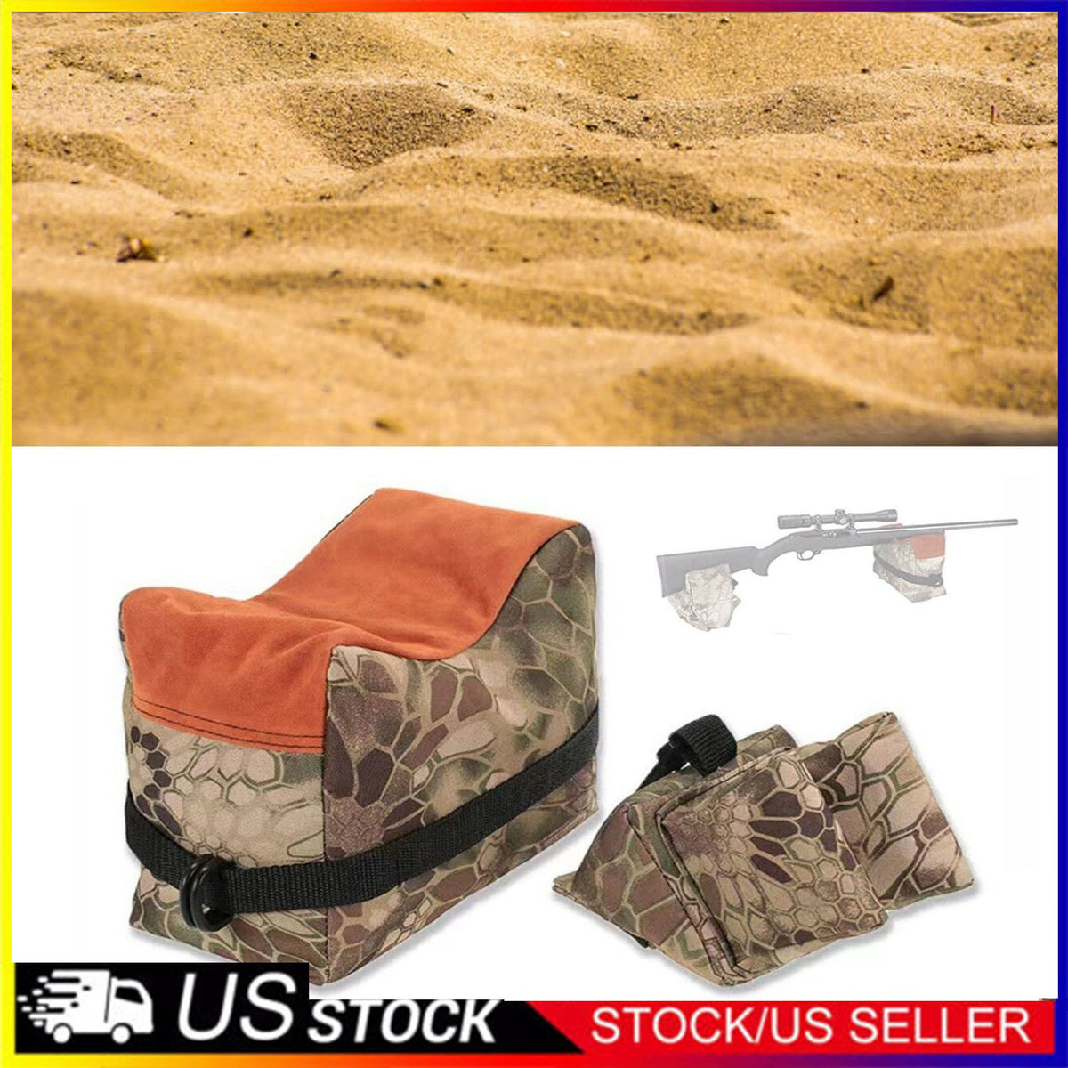 Shooting Range Sand Bag Set for Rifle and Gun Bench Rest - Hunting Accessory