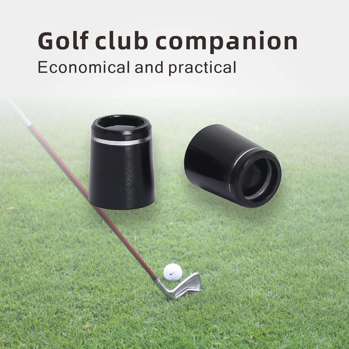 Golf Club Ferrules 12 Pcs 0.355'' Black with Silver Ring for Irons Shaft