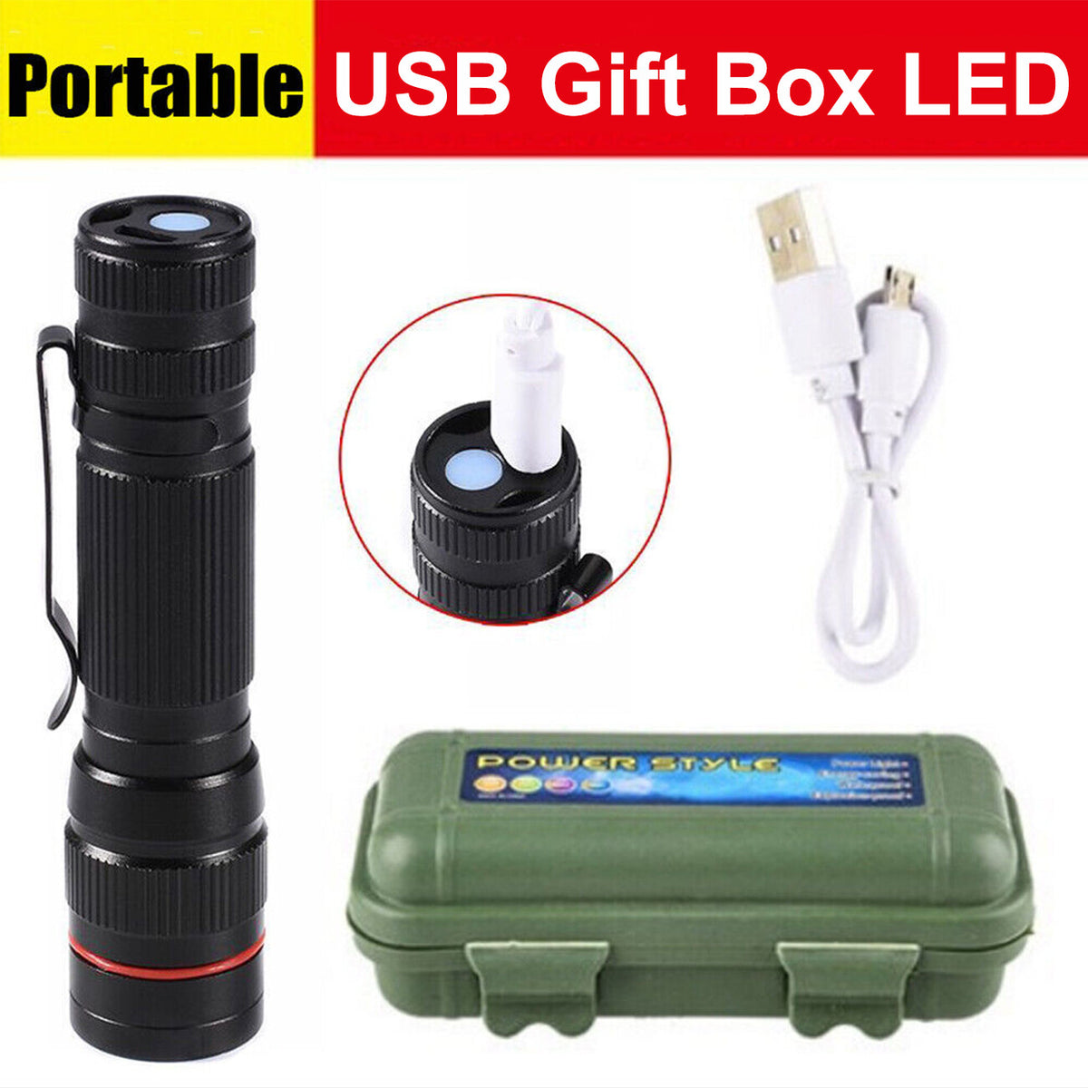 High Power LED Flashlight USB Rechargeable Torch 99000000LM Water Resistant