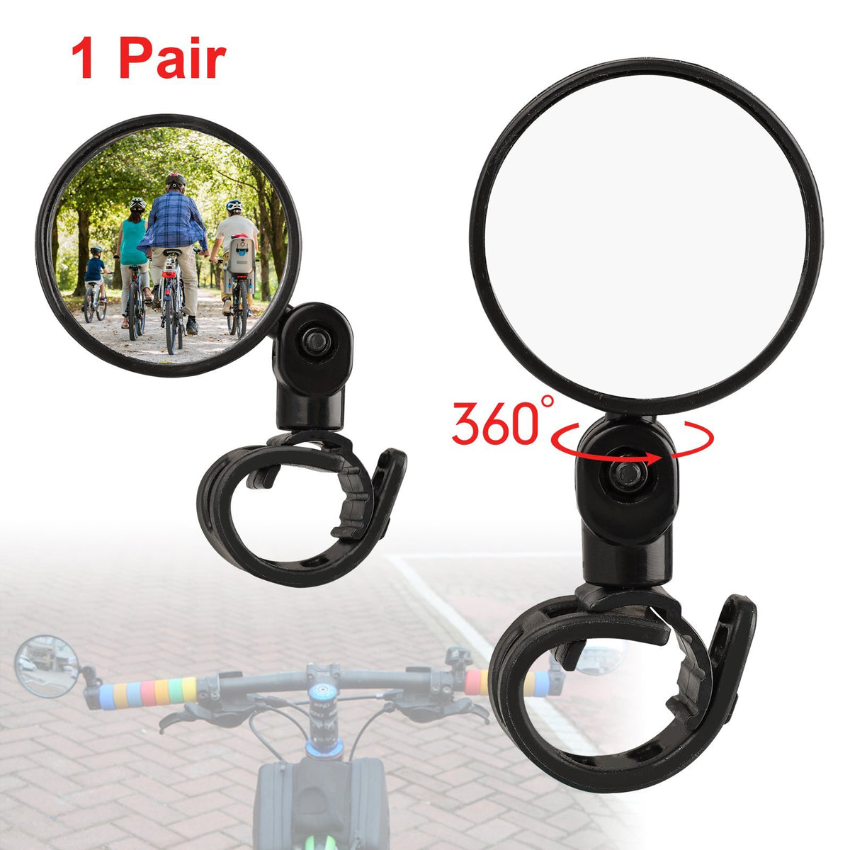 Bike Mirror 360° Rotatable Handlebar Mirror for Cycling - Multiple Shapes