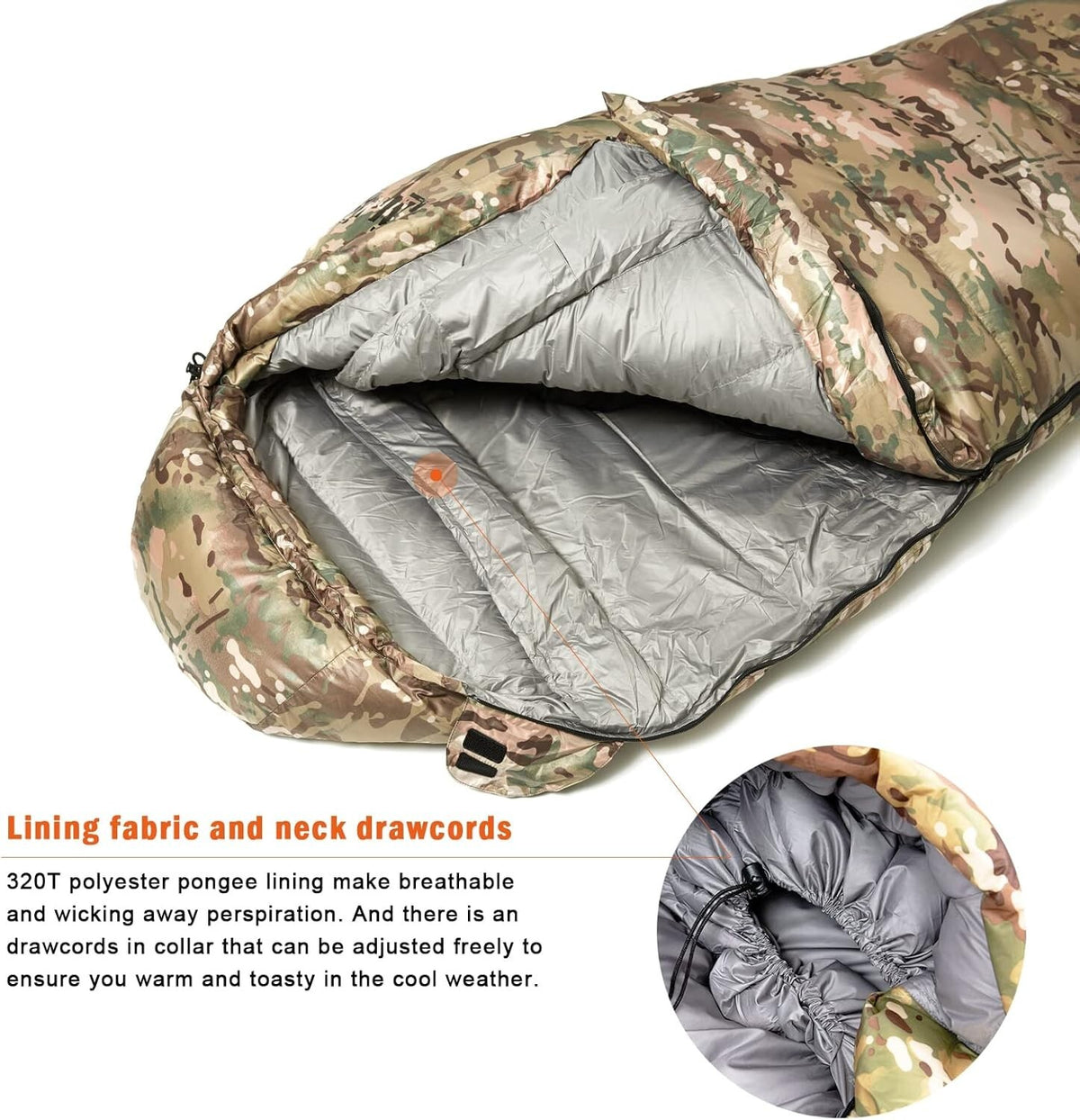 Cold Weather Goose Down Sleeping Bag - -13°F Mummy System with Waterproof Shell