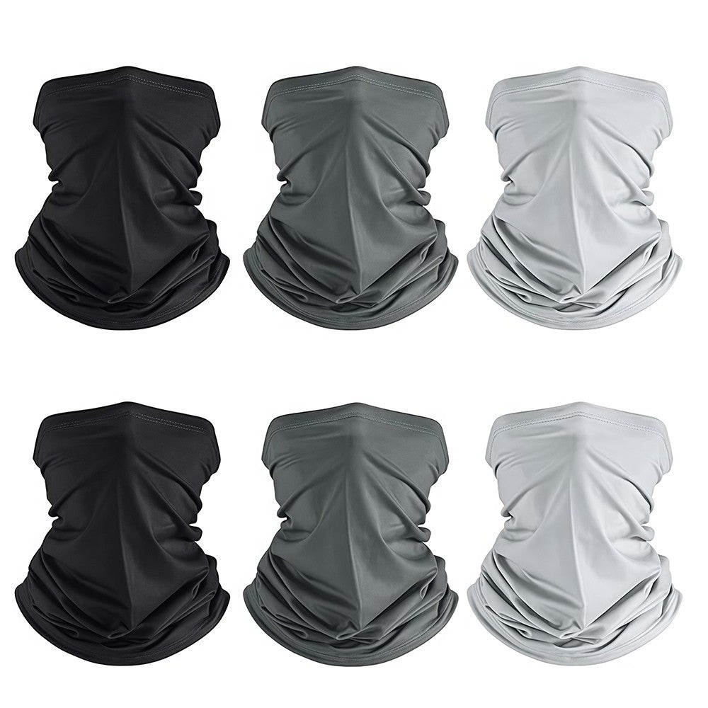 Summer UV Protection Neck Gaiter Face Mask Bandana 6 Pack Breathable Scarf