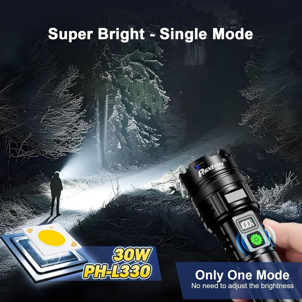 High Lumen Rechargeable LED Flashlight with Long Range Focus USB Power Bank