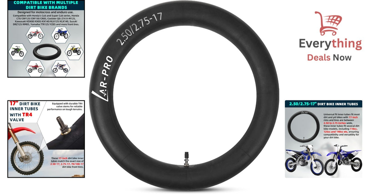 70/100-17 Dirt Bike Inner Tube Heavy Duty with Straight Valve Stem - Universal Fit