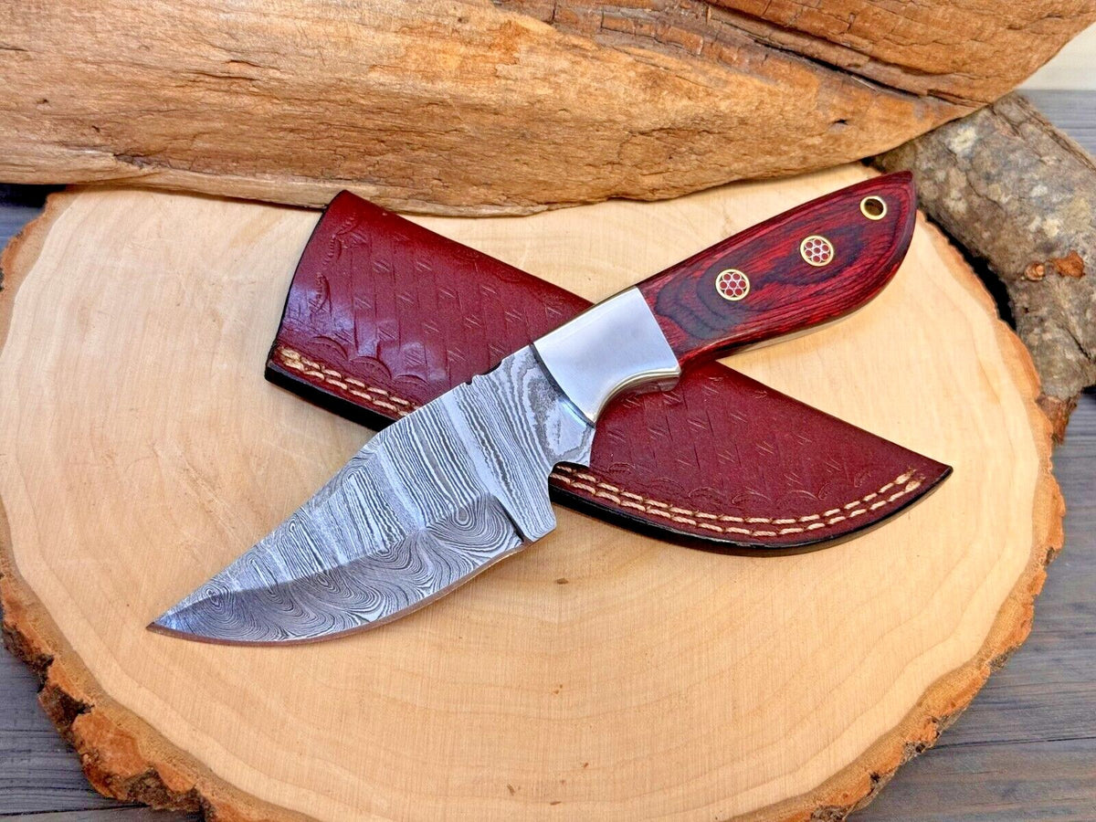 Handmade Damascus Folding Knife with Multiple Color Variants