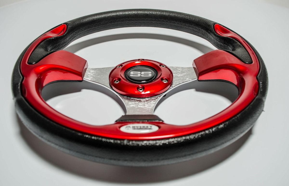 12.5-Inch Red Golf Cart Steering Wheel with Anti-Slip Grip for EZGO Club Car Yamaha