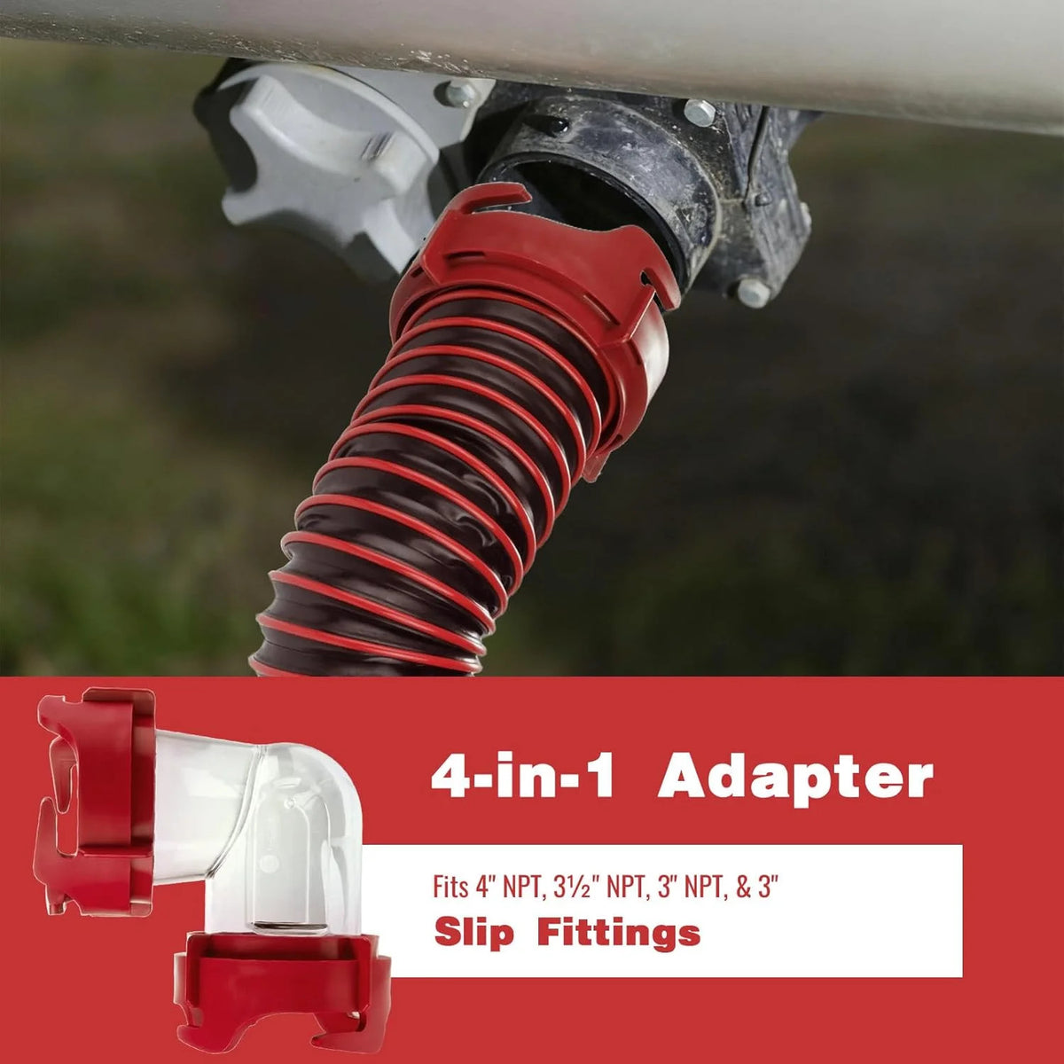3 Ft RV Sewer Hose Kit with Leak-Proof Fittings, 90° Clear Elbow & Accessories