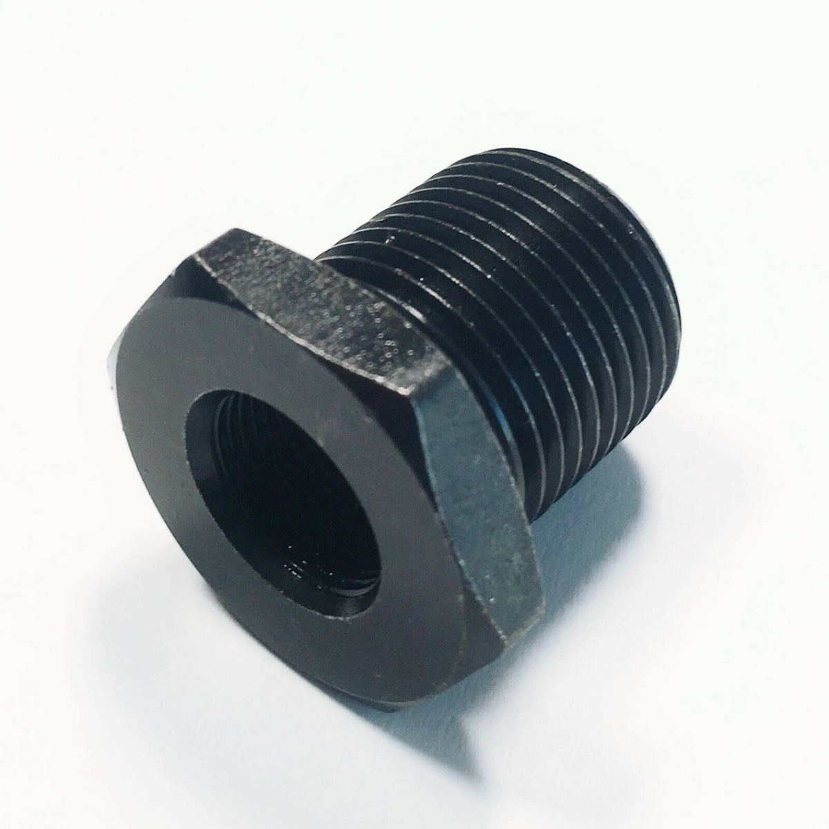 Steel Thread Adapter 1/2x28 to 3/4x16 Black Muzzle Fitting with Crush Washer