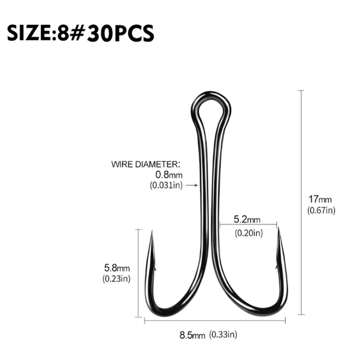 Double Fishing Hooks Carbon Steel Durable Toad Frog Hook Set - Multiple Sizes
