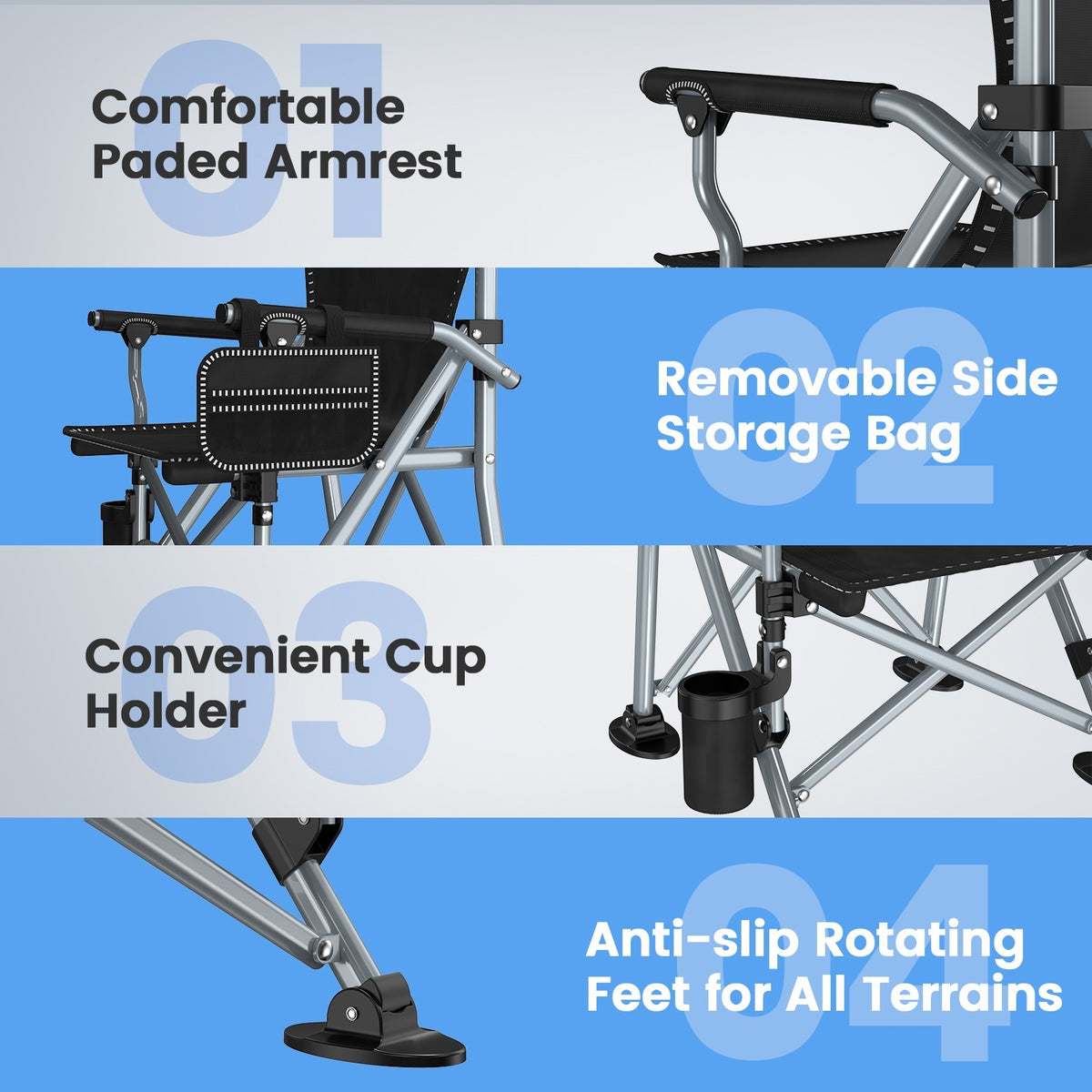 Heavy Duty Portable Camping Chair with Cup Holder and Oversized Design