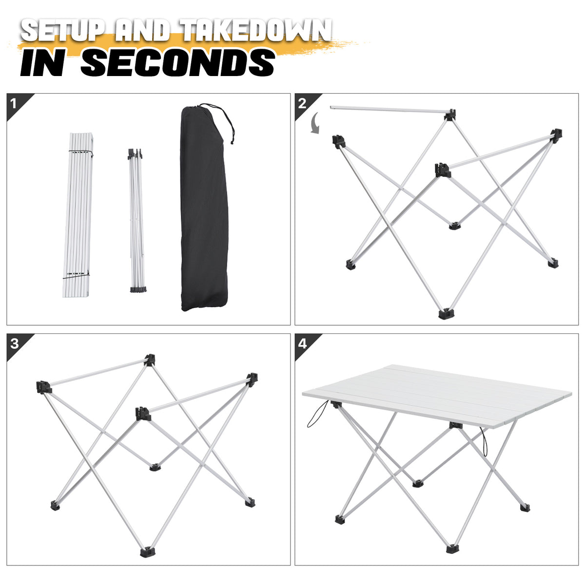 26-Inch Folding Aluminum Camping Table Lightweight Outdoor Picnic Desk