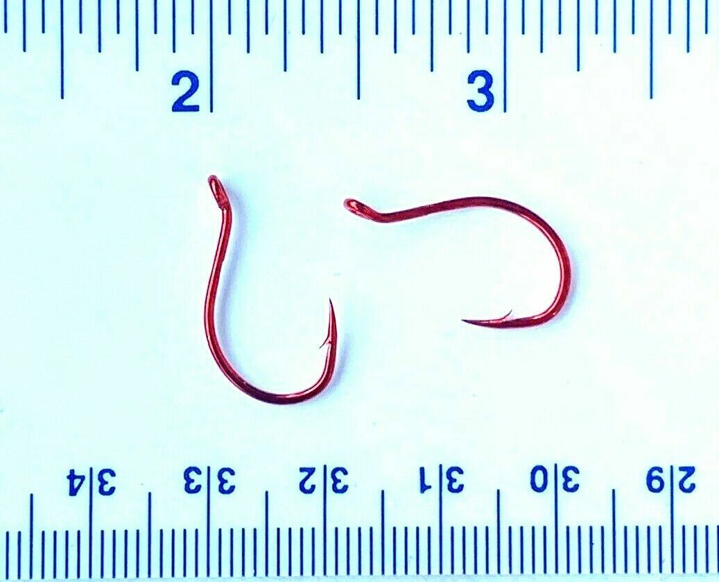 Fishing Hooks Set - 100 Red Chrome Octopus Hooks Size 2 for Saltwater & Freshwater