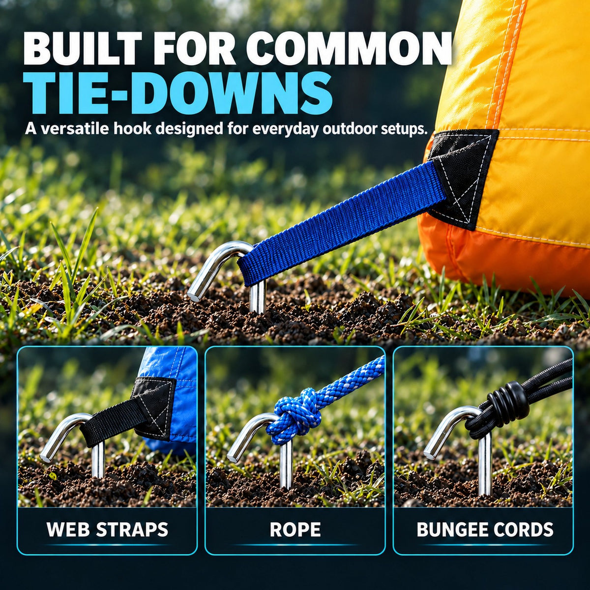 Heavy Duty 18-Inch Tent Stakes - Pack of 10 Ground Anchors for Canopies & Inflatables