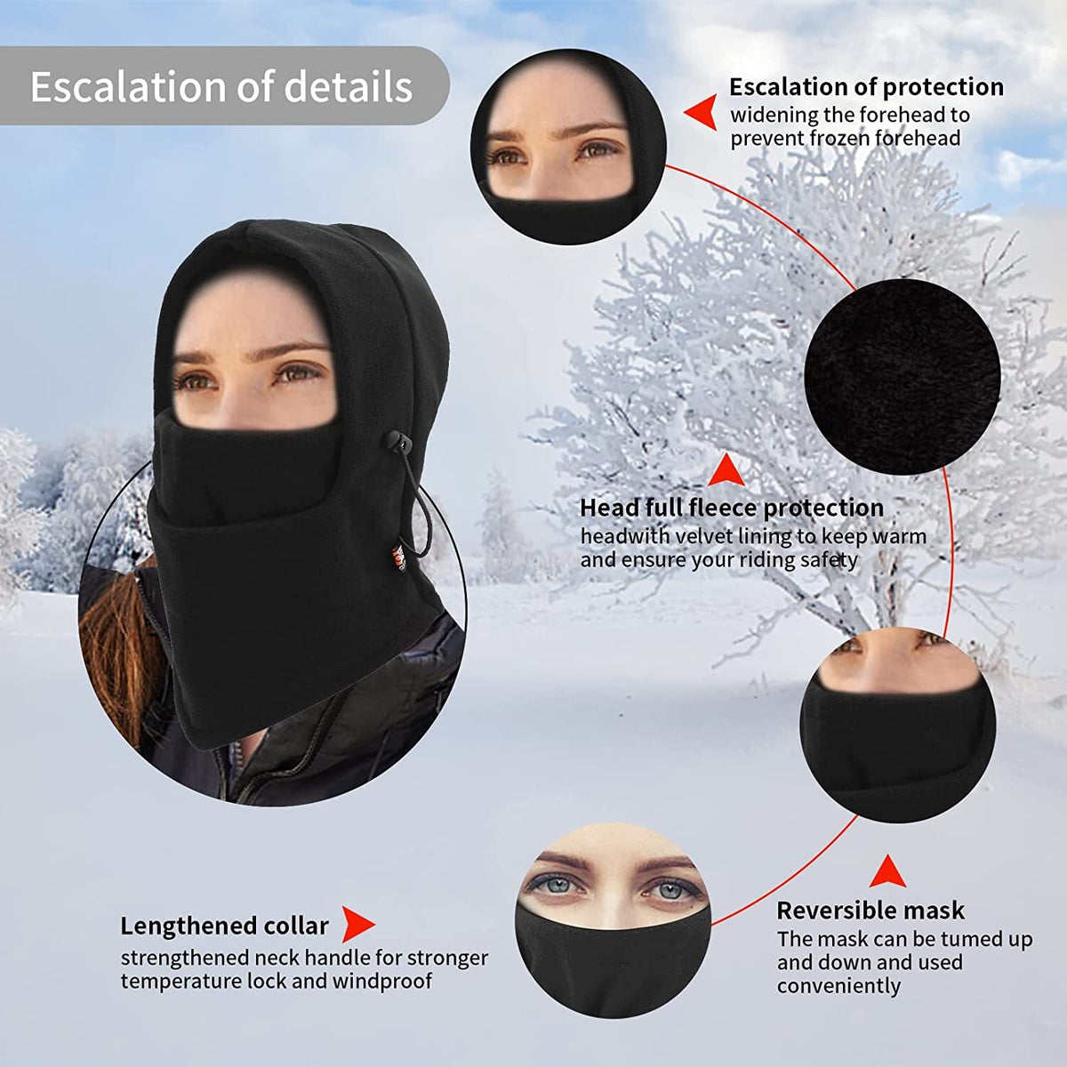 Windproof Fleece Face Mask for Cold Weather Ski Snowboarding Hiking