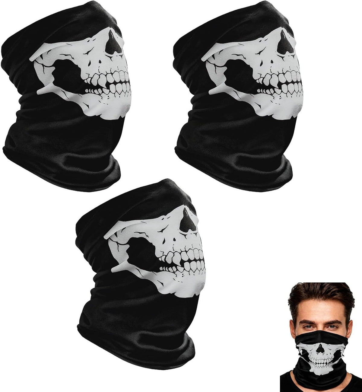 Skull Balaclava Face Mask Pack for Motorcycle Riding and Skiing