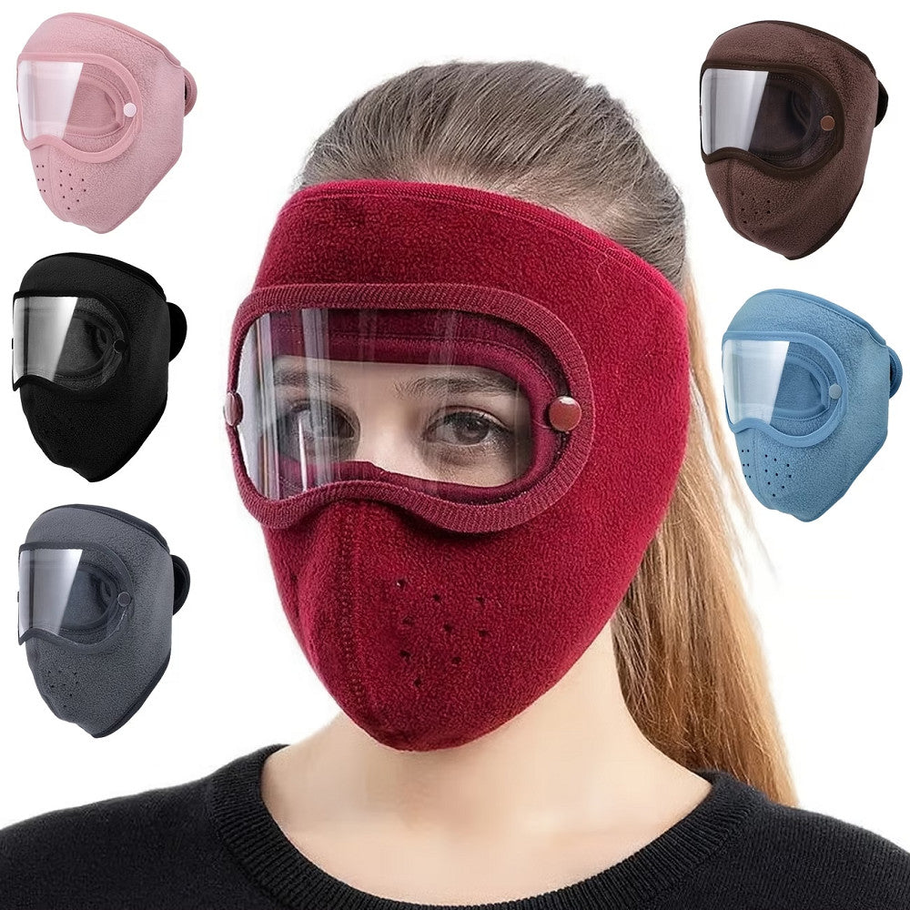 Windproof Warm Face Mask with Detachable Anti-Fog Goggles Unisex