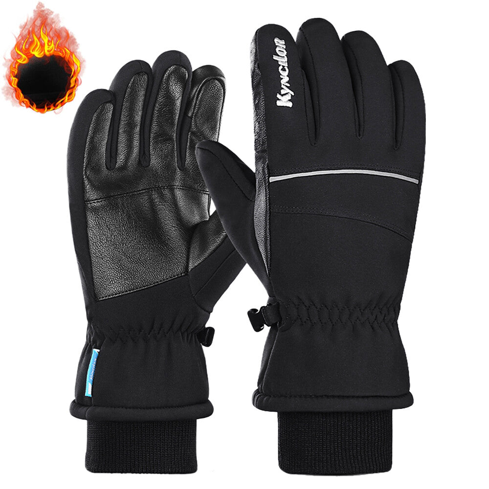 Winter Waterproof Ski Gloves with Fleece Liner Deerskin Suede for Cold Weather