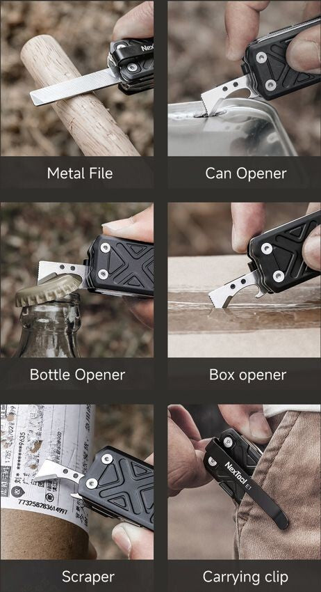 Pocket Multi-Tool with 9 Functions and Black Aluminum Handles, 2.88 Inches