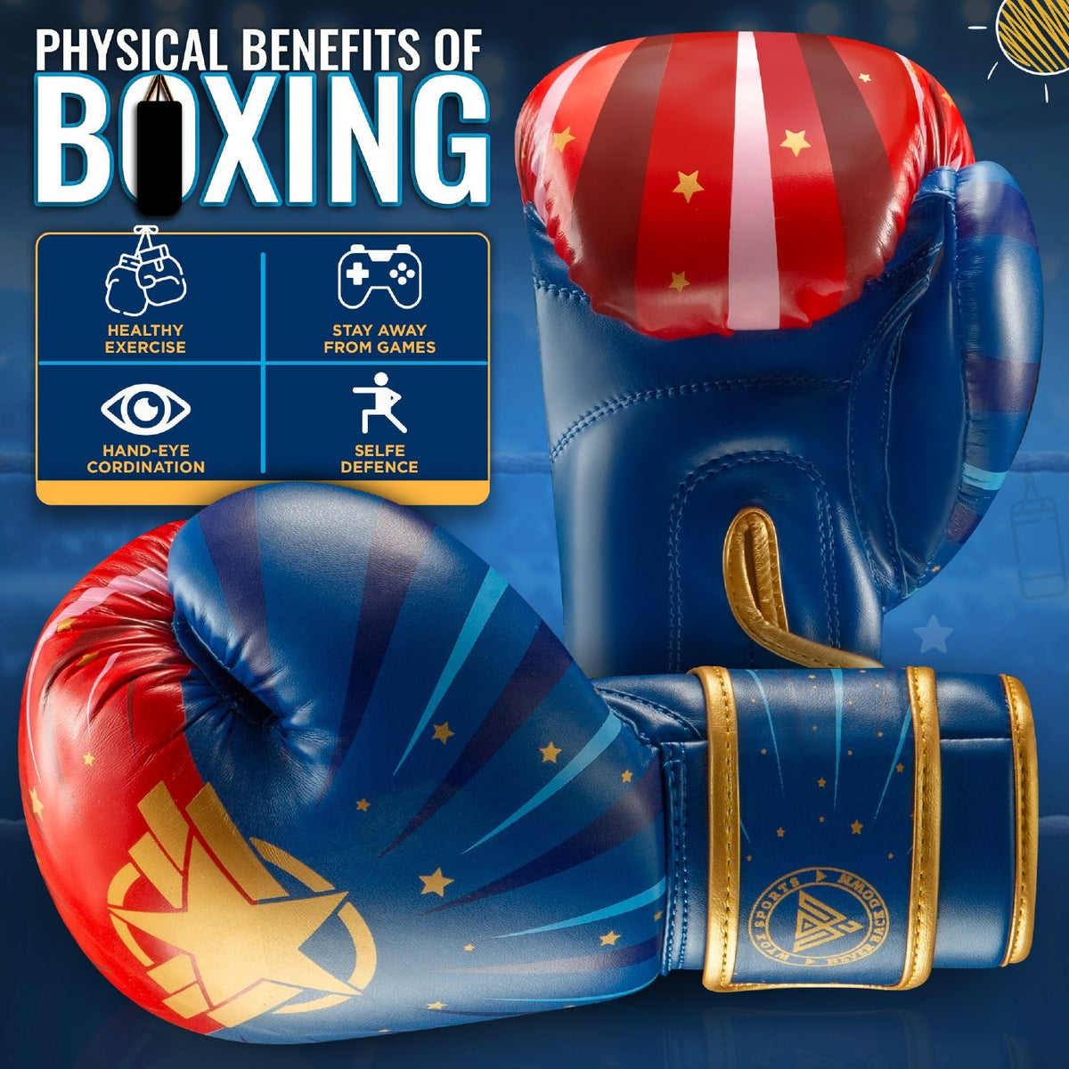 Kids Boxing Gloves & Hand Wrap Set for MMA Kickboxing Training