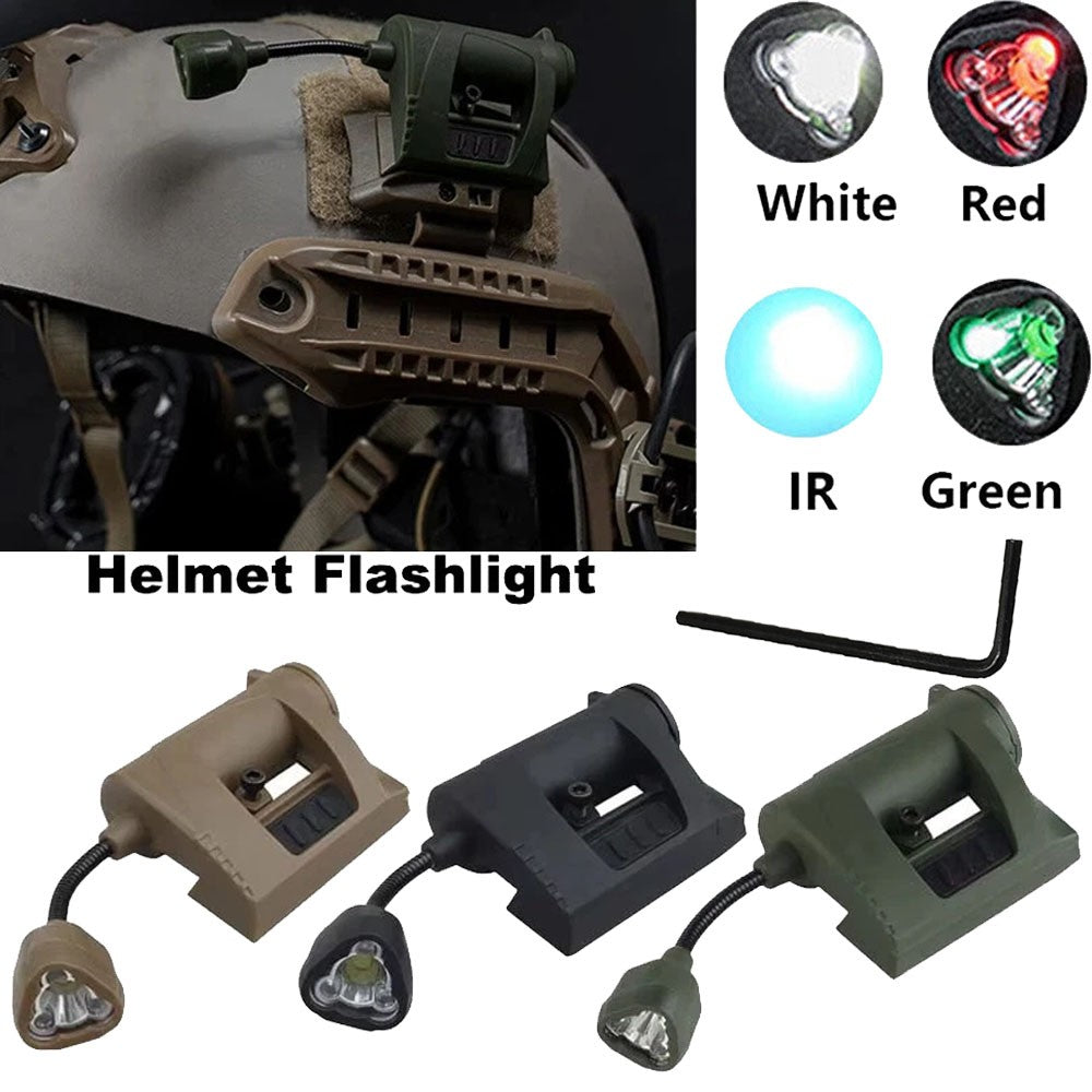 Tactical Helmet Flashlight with IR Signal Light & Rail Mount - Multi-Color