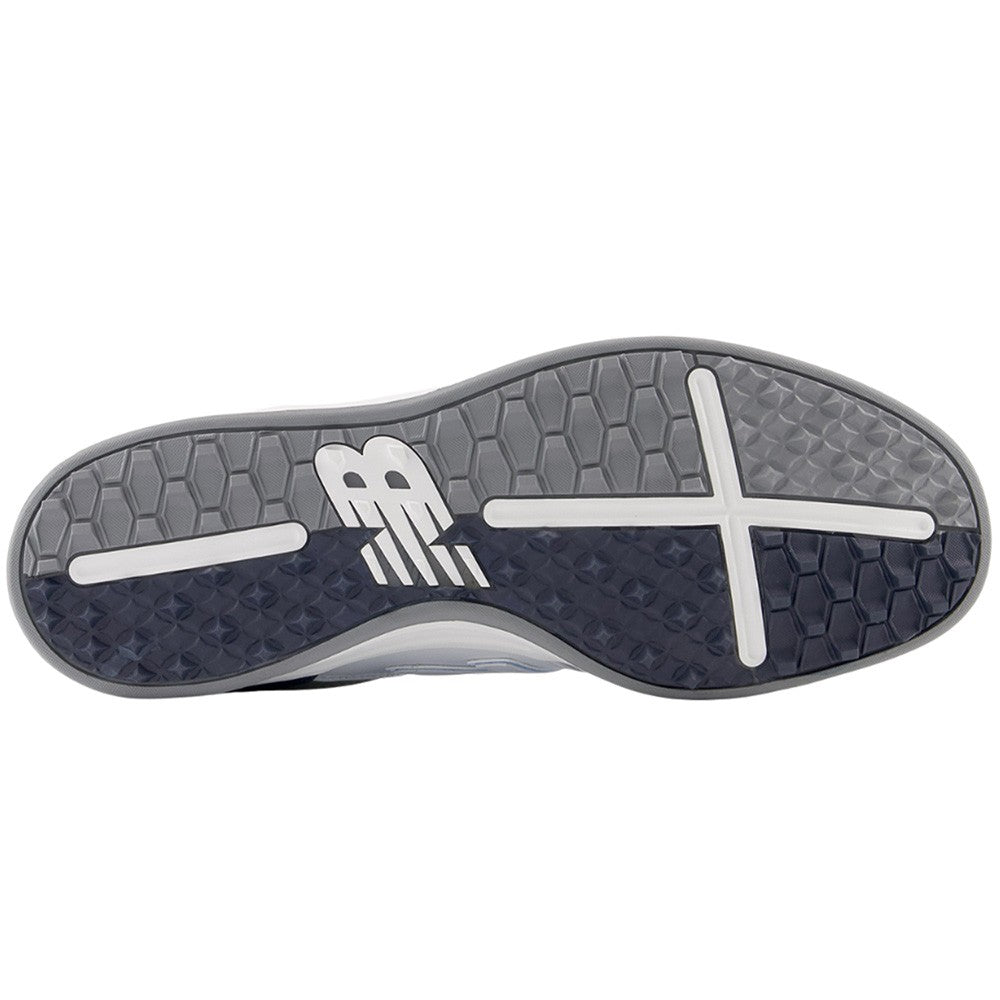 Men's Spikeless Golf Shoes White Navy Microfiber Leather Golf Sneakers