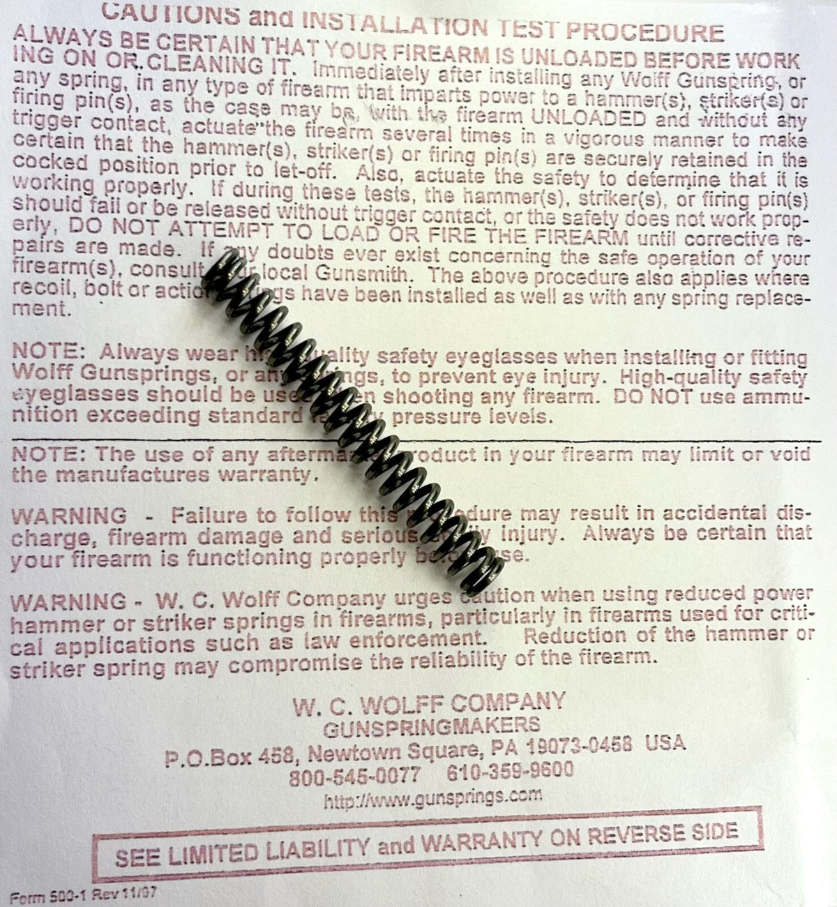 1911 Full & Commander Hammer Main Spring Set - Reduced & Factory Power Options
