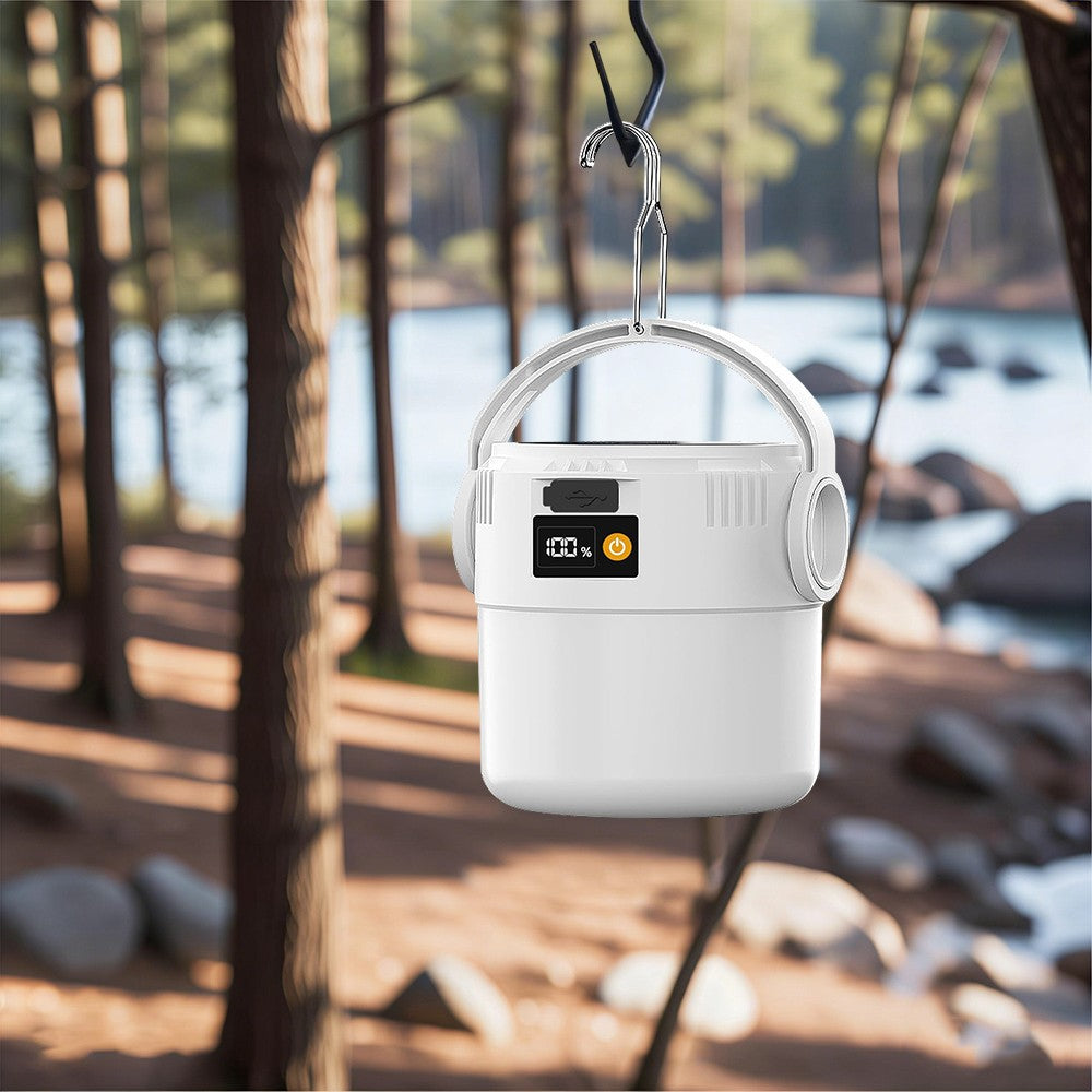 Portable Solar Rechargeable LED Camping Lantern with USB & Multiple Modes