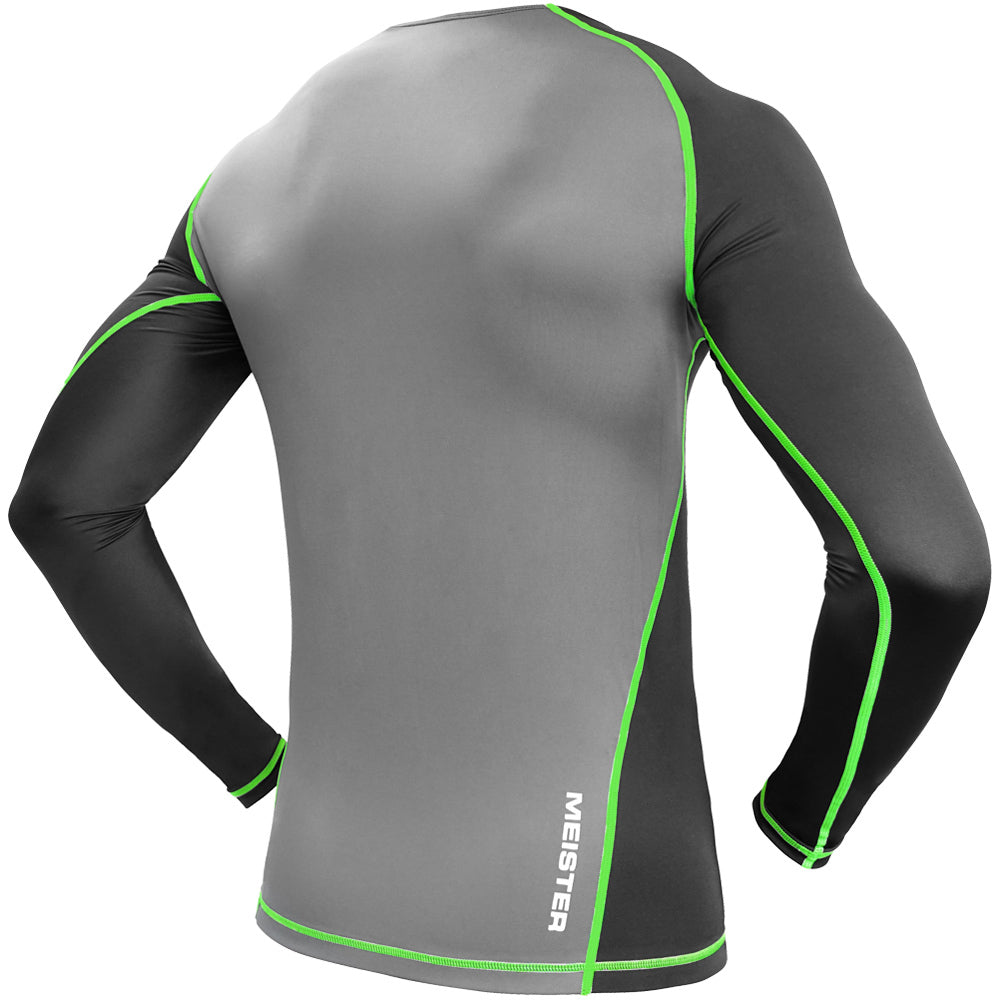 Long Sleeve Rash Guard for Water Sports MMA BJJ Surf Diving - Black/Green